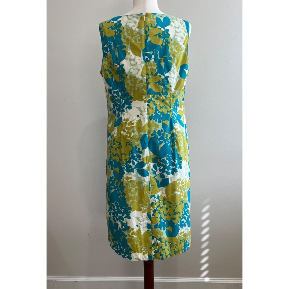 Y2K Chadwicks Shift Dress Womens 14 Green Floral Sleeveless Lined - Picture 3 of 7